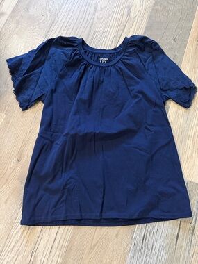 crown & ivy Navy Eyelet Sleeve Scoop Tee